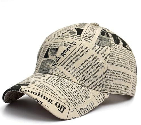 YUECIBAI Herren Kappe Hut Mode Retro Baumwolle Zeitung Baseball Kappe Unisex Stil Outdoor Snapback Hut Alte Schule M(56-58Cm) Beige