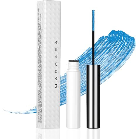 Bunt Wimperntusche Wasserfest, 5D Silk Fiber Mascara Feiner Pinsel Waterproof, langlebig, wischfest, voluminös und charmant, Mascara Fast Dry False Lash Effect Extension Make-Up(4# Himmelblau)