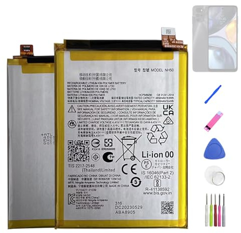 HIGHAKKU Ersatzakku Batterie NH50 kompatibel mit Moto G22 E32 E32S E13 G13 G53 with Tools