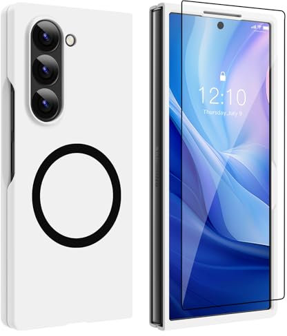 OTOFLYSTY Magnetische Hülle für Samsung Galaxy Z Fold 6 7.6 kompatibel mit Magsafe,Klapphülle Draußen Stoßstange Stoßfeste Matt PC Anti-Rutsch Dünn Handyhülle für Samsung Galaxy Z Fold 5-Gelb