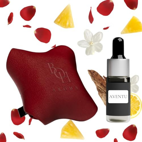 BOH-Aroma Auto Parfüm I Autoduft I Auto Lufterfrischer I Autoduft mit eigenem parfum | Echtleder | Lang anhaltende Autozubehör Innenraum | Car Perfume | 10 ml Duftöl | Rot (AVENTU)