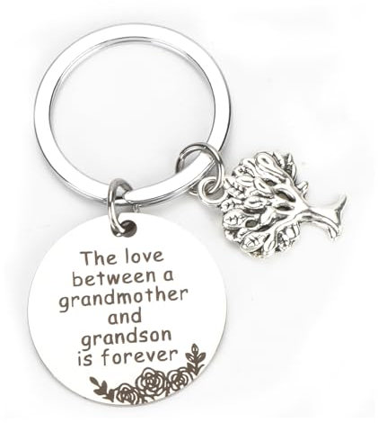MUCOOS Natural Tree Keychain,Emotional Commemoration Between Grandson and Grandma,Grandma Keyring, Personalized Keychain,Key Chains for Women, Thank You Gifts,Personalised Grandson Gifts