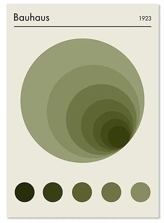 Baibexing Abstraktes Bauhaus-Grün, Hd-Leinwandgemälde, Minimalistisches Wandkunst-Poster Und Druck, Schlafzimmer, Wohnzimmer, Heimdekoration, A1 40X50Cm Kein Rahmen