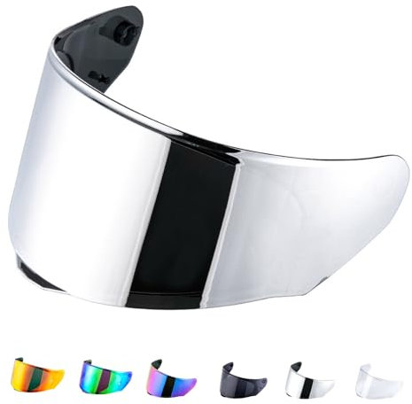 JQF Gear Helmvisier,Motorradhelm Visier für FF800/FF353/FF328,Motorrad Windschutz Helm Objektiv Visier Vollgesichts,Helmvisiere Zubehör Ersatz(Chrom Silber)