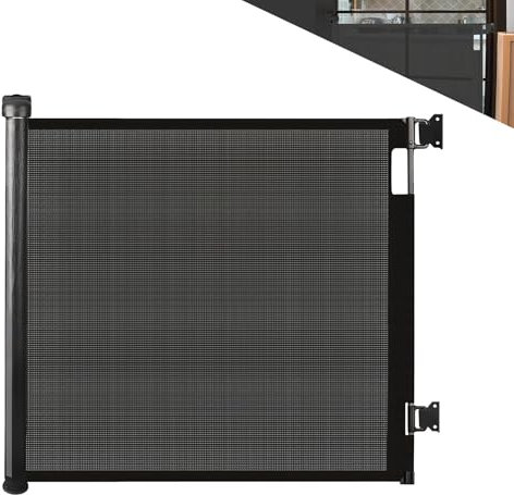 Allyson Treppenschutzgitter Ausziehbar bis 140cm, Türschutzgitter und Hundezaun, Seitenmarkise Ausziehbar bis zu 86cm Hoch, Platzsparendes Absperrgitter, Sicherheit für Babys, Kinder und Haustiere