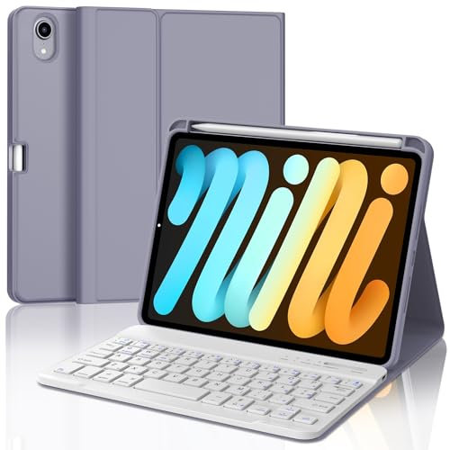JADEMALL Tastiera Custodia per iPad Mini 7 A17 Pro 8.3 2024, Italiano QWERTY Tastiera Bluetooth con Portapenne per iPad Mini 7 A17 Pro, Viola