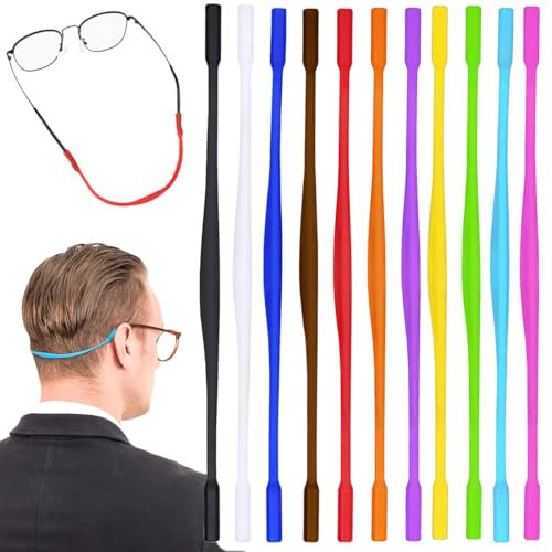 COYUN Sangle de Lunettes, 12pièces Sangle de Lunettes en Silicone Retenue de Lunettes Sports Lunettes élastiques antidérapantes Support de Cordon de Lunettes de Soleil (12Couleurs)