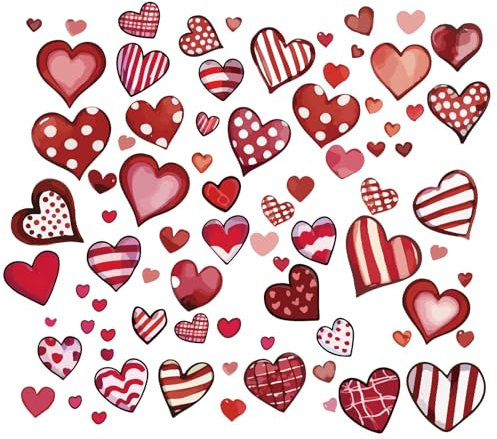 craspire 8 Blatt Fensteraufkleber Mit Herzmotiv Zum Valentinstag Liebes Cartoon Selbstklebend Wandaufkleber Abziehen Und Ankleben Vinyl PVC Wasserdicht Dekor Für Schlafzimmer Kinderzimmer Wohnzimmer
