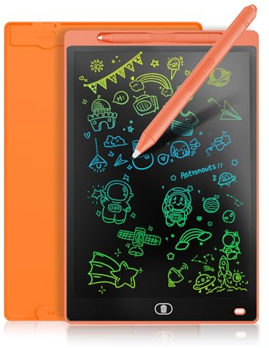 LCD Schreibtafel 10 Zoll, Genialba Buntes LCD Schreibtablett, Tragbares Löschbares Zeichenbrett, Elektronischer Tablette, Grafiktablett für Kinderspiele 2 3 4 5 6 7 Jahre alte Mädchen (Orange)