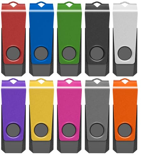 TEWENE Memoria USB de 32 GB USB Stick 3.0 Flash Drive 10 unidades, unidad de pulgar, almacenamiento USB con llavero y calcomanía para computadoras, coches y televisores