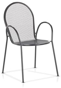 KHG Gartenstuhl Anthrazit, 1 Stück, wetterfestes Eisen-Gestell, für 2 Personen, stapelbarer Balkonstuhl, Outdoor 71x90x90 cm, 110 kg belastbar