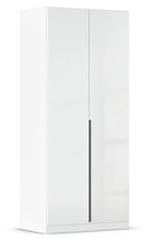 Rauch Möbel Alabama, Kleiderschrank, Hochglanz Weiß/Weiß, Breite 91 cm | Schrank, 2-türig, Zubehör Basic, für Schlafzimmer, Kinderzimmer, Homeoffice, Gästezimmer, Garderobe, Flur