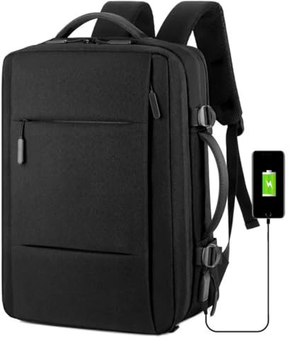 36-55L Travel Backpack for PS5 Pro/PS5/PS5 Slim/PS Portal, Large Capacity Carrying Case Expandable Laptop Backpack Waterproof Storage Bag With USB Connector for PS5 Slim/PS5 Accessories (Black)