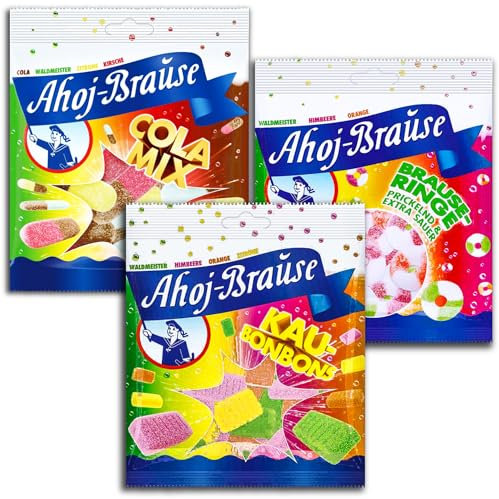 3 er Pack Ahoj Brause 1x Cola Mix + 1 x Brause Ringe +1x Kau Bonbons 3 x 150 g