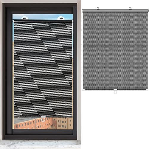Jatwefiv Dachfenster Rollo Ohne Bohren,B68 x H125cm UV Schutz Sonnenschutz Fenster Innen,Fensterrollo Hitzeschutz Sichtschutz mit Saugnapf,Unten Nach Oben Verdunklungsrollo für Car Büro Window,A