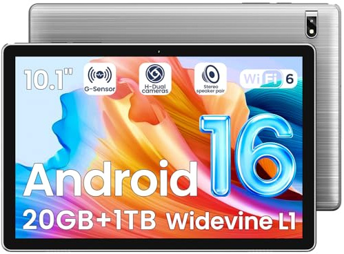 TPZ 2026 Tablet,10.1 Inch Android 16 Tablets with Gemini AI,20GB RAM+1TB Expand,Tablet Octa-Core, 2+8MP Camera, BT5,WiFi 6,1080 IPS FHD Screen, birthday mother's day android tablet present for her
