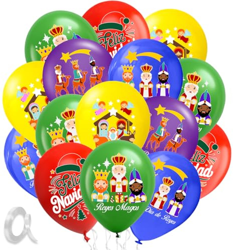 30 Piezas Globo de Reyes Magos,Decoración De Reyes Magos,Fiesta de Reyes Magos,Globos Navideños,Decoración para Fiestas Desayunos Familiares,Celebración de la Cabalgata