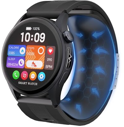 iSo Tech Smartwatch mit luftpumpe & Blutdruckmessung EKG S200 | 1,56 AMOLED Display, Herzfrequenz SpO2 Schlaf HRV Stress Monitor, Anruf- & Nachrichtenbenachrichtigungen, Keine Abo