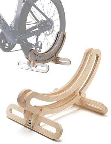 ROCKBROS Fahrradständer Boden, Holz Fahrradhalter Parkständer Abstellständer für 700C Reifen 23–30C, Freistehender Fahrrad Bodenständer für Rennrad und Trekkingrad