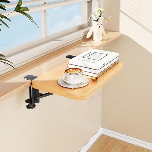 Rallonge D'appui de Fenêtre Étagère Rangement Pliable Plantes Fixer Rebord Fenêtre, Rallonge Rebord Fenêtre Bois Extra Large 17,5-90 cm, Plateau Amovible Clavier(W50x20cm(19 3/4x7 7/8))