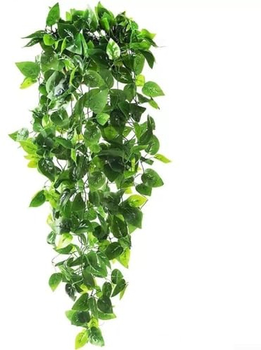 Artificial Pothos Vine Hanging Plant, Realistic Fake Green Leaves with Detailed Veins, Flexible Plastic Foliage for Home Office Wall Decor, No Maintenance Required