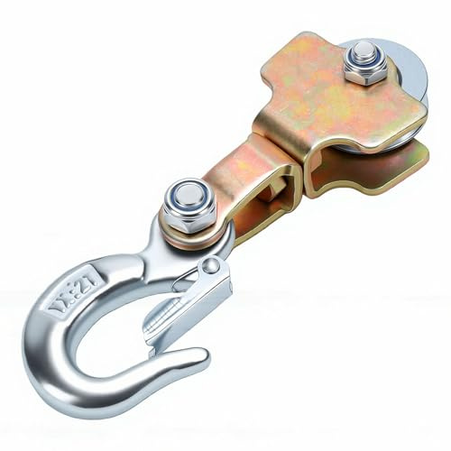 OPPWONG 2 Tonnen 4400 Lbs Umlenkrollenhaken mit Drehbarem Auge und Haken für 3/8 Zoll Seil, Drahtseil, Kabel, Schweres Heben, Rettungskonstruktion