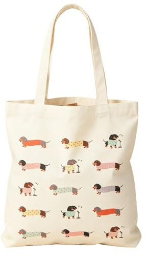 Kettion 1 Stück Dackel Geschenke Jutebeutel,Baumwolle Tragetasche mit süßem Dackel Motiv,Wiederverwendbare Einkaufstasche Damen,Stoffbeutel für Alltag, Shopping & Tierliebhaber