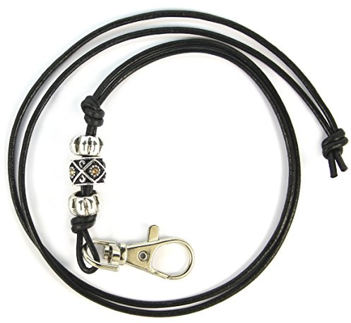 TAMEHO Original Leder Pfeifenband für Hundepfeifen mit dekorativen Designer Charms (Schwarz)