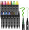Dual Brush Pen Set, 24 Farben Doppelfasermaler, Tinte auf Wasserbasis Doppelfilzstifte Für Aquarell Watercolo Bullet Journal Handlettering Kalligraphie Manga, Fasermaler[1-2 mm] und Fineliner[0,4 mm]