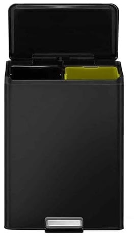 EKO Essential Poubelle de recyclage 20 L + 20 L, double compartiment, poubelle à pédale avec couvercle Softclose, parfaite pour la cuisine et la maison, noir mat