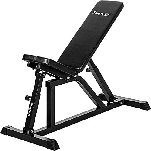 MOVIT Panca per Palestra - Schienale Regolabile in 8 Posizioni, Carico Massimo 200kg, Nero o Bianco - Panca Inclinabile, Piana, Sollevamento Pesi, Allenamento, Palestra Casa