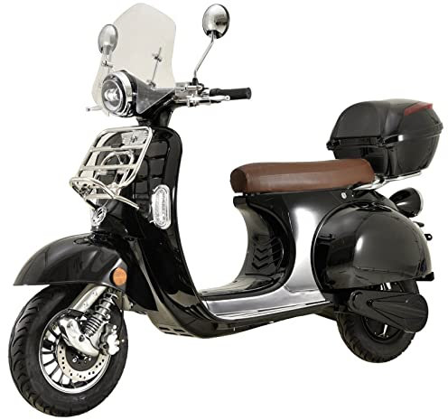 Elektroroller Classico Highspeed, 80 km/h 4000 Watt, 2 Lithium Akkus, E-Roller mit Straßenzulassung, E-Motorrad, E-Motorrad 125, 125er Elektro Roller, Elektro Roller 125 CCM, Schwarz