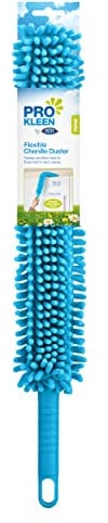 Homeshopa Microfiber Chenille Duster, Flexible Bendable Head, Flat & Anti-Static Hand Duster, Removable & Washable, for High Ceiling Fans, Blinds, Cobweb, Blue