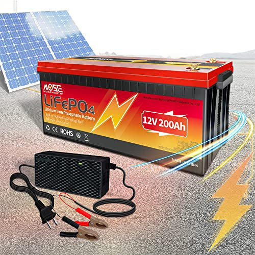Batterie Lithium 12V 200Ah 2560Wh, Durée de vie de 10 ans batterie pour panneau solaire, pour camping-car, bateau, camping car ou système solaire