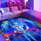 EISKBC Neon-Astronauten-Teppich, groß, Schwarzlicht, UV-reaktiver Kinderteppich, rutschfest, fluoreszierend, leuchtende Bodenmatte, Teppich, leuchtet im Dunkeln, Pflanzen, Quallen, Galaxie, Raum,