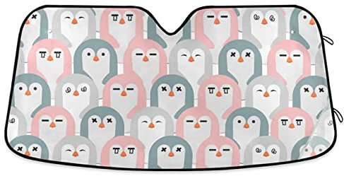 Frontscheibenabdeckung Entzückende Pinguine Autozubehör Schützt Vor Hitze Autoscheibenabdeckung Für Limousinen, Suvs, Meisten Fahrzeuge, 70X130Cm