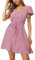Aokosor Dresses for Women Ladies Summer Dress Ash Pink Ruffle Sleeve Mini Dresses Size 14-16