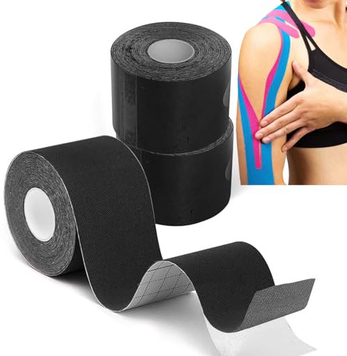 Grunda Kinesiotapes - 3 Kinesiologie Tape Rollen (5cm x 5m) Kinesiotape - Profi Physio Tape und Sporttape - wasserfeste & Hautfreundliche Sport Tapes für Muskelunterstützung, Knieschmerzen