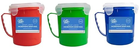 MD MUZ 3pk Soup Containers with Lids | Microwavable Soup Mug with Lid Microwave Bowl Soup Storage Containers | Dishwasher Safe Soup Cup | Soup Mugs Microwavable for Home & Office with Leak Proof Lids