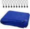 6 x 6 m Tarpaulin Waterproof Cover Camping Ground Sheet Caravan Furniture Multipurpose + 10 Bungee Balls (Blue – 55 GSM)