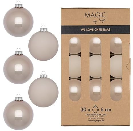 Weihnachtskugeln Glas 6cm 30 Stück - matt & glänzend - Christbaumkugeln Weihnachtsbaumkugeln für Weihnachten - Christbaumschmuck & Weihnachtsbaumschmuck - Fine Alabaster