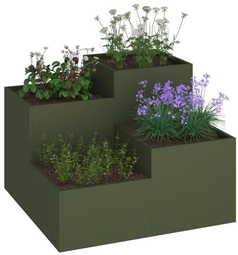 vidaXL Vaso da Giardino 100x100x60 cm Verde Oliva Acciaio