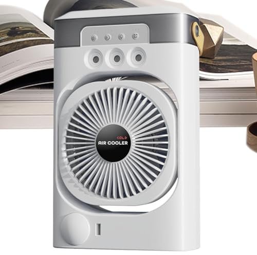 Rechargeable Personal AC – Desk-sized Air Cooling Fan | Battery-Operated Evaporative Personal Air Cooler | Small Portable AC Unit With Misting Function | Lightweight Desktop Air Conditioner Ideal