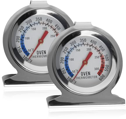 Hopzab 2 Pack Stainless Steel Oven Thermometer, Heat Resistant Baking Dial, Accurate Temperature Gauge for Ovens
