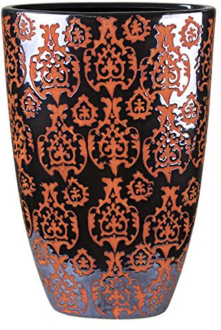 Sagebrook Home 10661 Decorative Ceramic Vase, Gun Metal/Orange Ceramic, 9.25 x 4 x 14 Inches