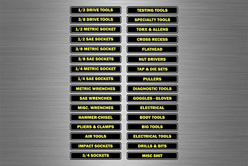 Akachafactory Aufkleber-Set, Etiketten für Werkzeugkasten, Garage Aufkleber, 32 Stück