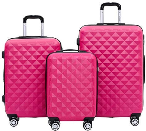 BEIBYE Kofferset 4 Zwillingsrollen Hartschale Trolley Koffer Reisekoffer Reisekofferset Gepäckset in 12 Farben (Peach)