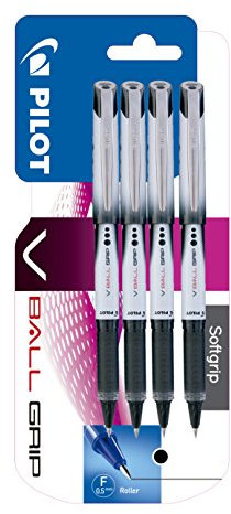 PILOT Spain V-Ball Grip 05 - Confezione da 4 rotoli a inchiostro liquido, colore: Nero