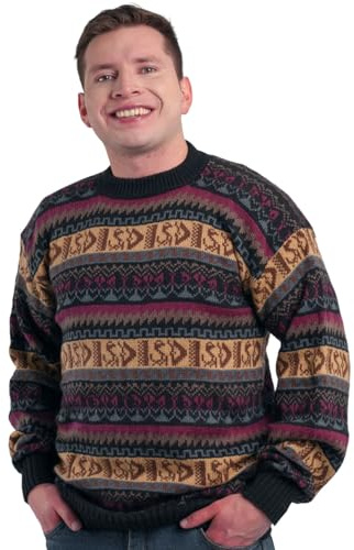 Gamboa Alpaca Maglione Uomo Elegante Manica Lunga Autunno Invernale Pullover Marrone