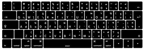 MiNGFi Thai Silikon Tastatur Schutz Abdeckung für MacBook Pro 13/15 Touch Bar (2016-2019) Modell A1706 A1707 A1989 A1990 A2159 EU/ISO Tastaturlayout - Schwarz